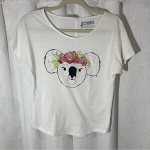 Choke San Diego Zoo graphic tee size S koala with floral crown summer t-shirt